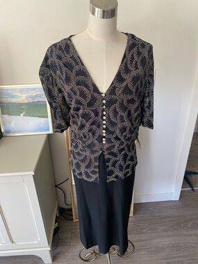 Vintage 1940s Rayon and Mesh Dress
